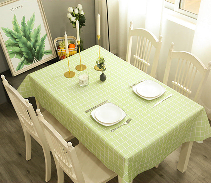 Nordic Style Warm High Temperature Resistant Tablecloth Ins Tablecloth Waterproof Oil-Proof Disposable High-Grade PVC Plaid Dining Table Cloth Liner