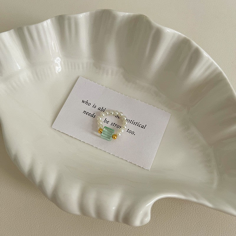 Color Crystal Beaded Ring Niche Design High-grade Finger Ring Light Luxury Elegant All-match Ring Accessories