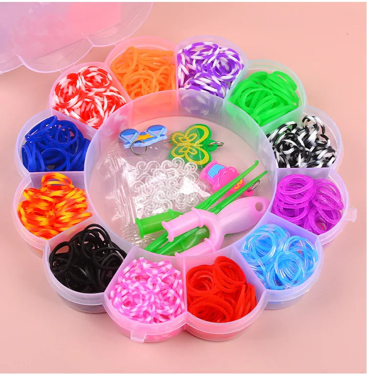 600pcs Rubber Bands Creative Colorful Loom Band Set Rainbow Bracelet Making Kit DIY Woven Bracelets Craft Toys For Girls Gifts