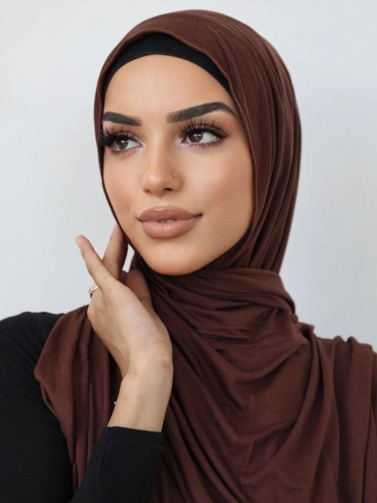 Plain Cotton Jersey Hijab Stretch Scarf Women Muslim Shawl Big Size Long Muffler Fashion Ramadan Headband Turban 180*80cm