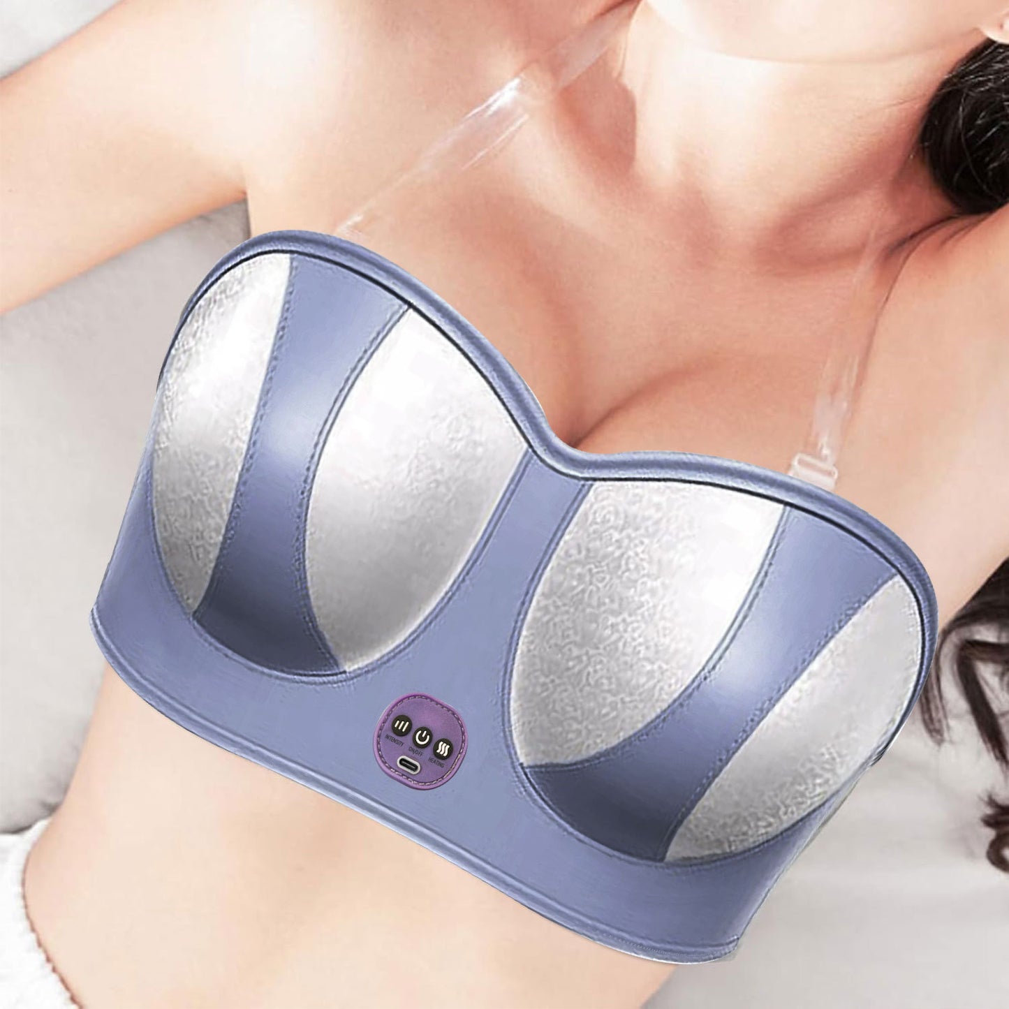2025 Cross-Border Hot-Selling Electric Breast Bra Vibrator Massager Hot Compress USB Wireless Smart Chest Massager CE