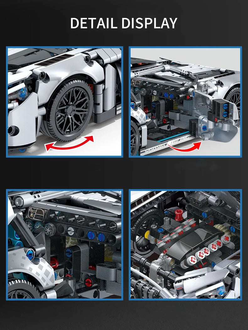 Masondi 1:14 Scale Racing Car Building Blocks Set - 1466PCS Model Kit for Boys & Adults Collectible Birthday Gift