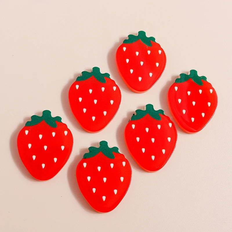 10pcs Mix Cute Mini Fruit Charms Pear Cherry Pineapple Peach Avocado Flat Back Resin Cabochons Scrapbook DIY Jewelry Accessories