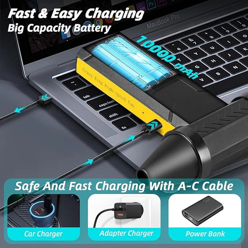 New 360000RPM Electric Air Blower Turbo Jet Fan Brushless Motor High-Speed Turbo Violent Fan USB Charge Powerful Dust Blower