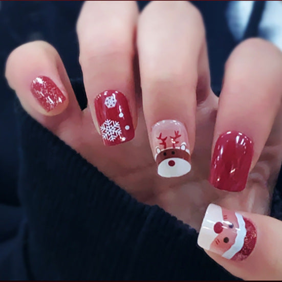 Christmas Wearable Nails Fake Nails Nail Tips Manicure Christmas Hot Press-on Fake Nail Stickers
