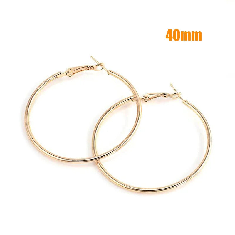 Fashion Large Hoop Earrings 40mm 60mm 80mm Big Smooth Circle Earrings Round Brincos Loop Earrings for Women Jewelry Party Gifts