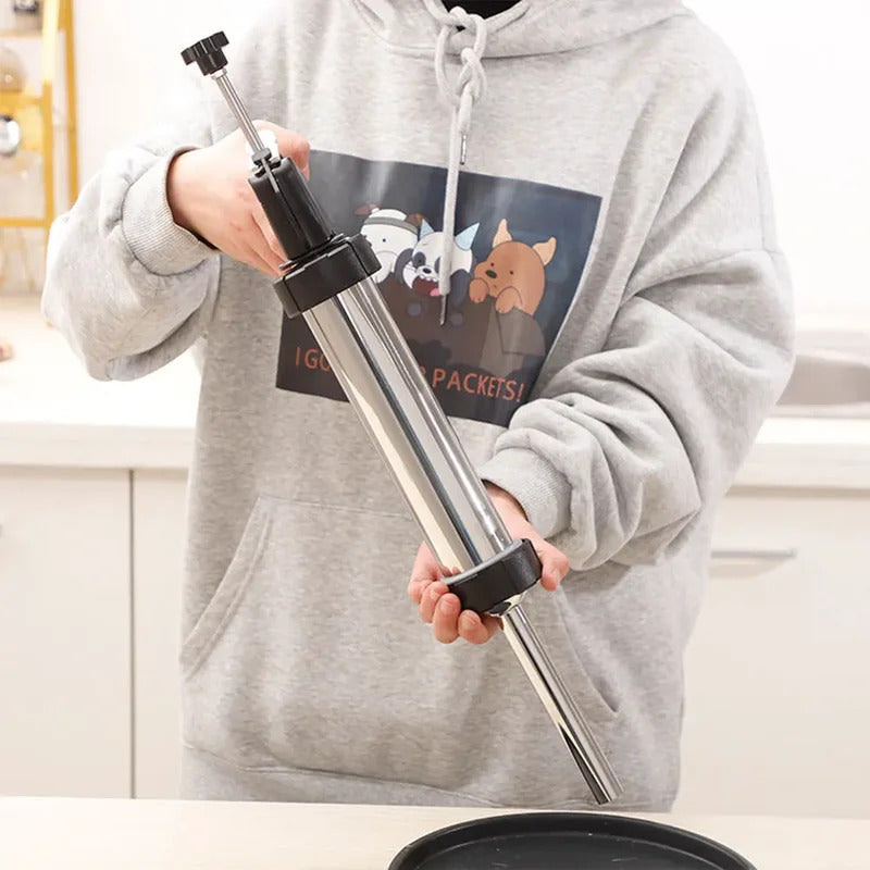 Stainless Steel Small Sausage Tool Fast Sausage Filling 1.5lbs with 5 Nozzles BBQ Kitchen Tool for Household Use Or Commercial