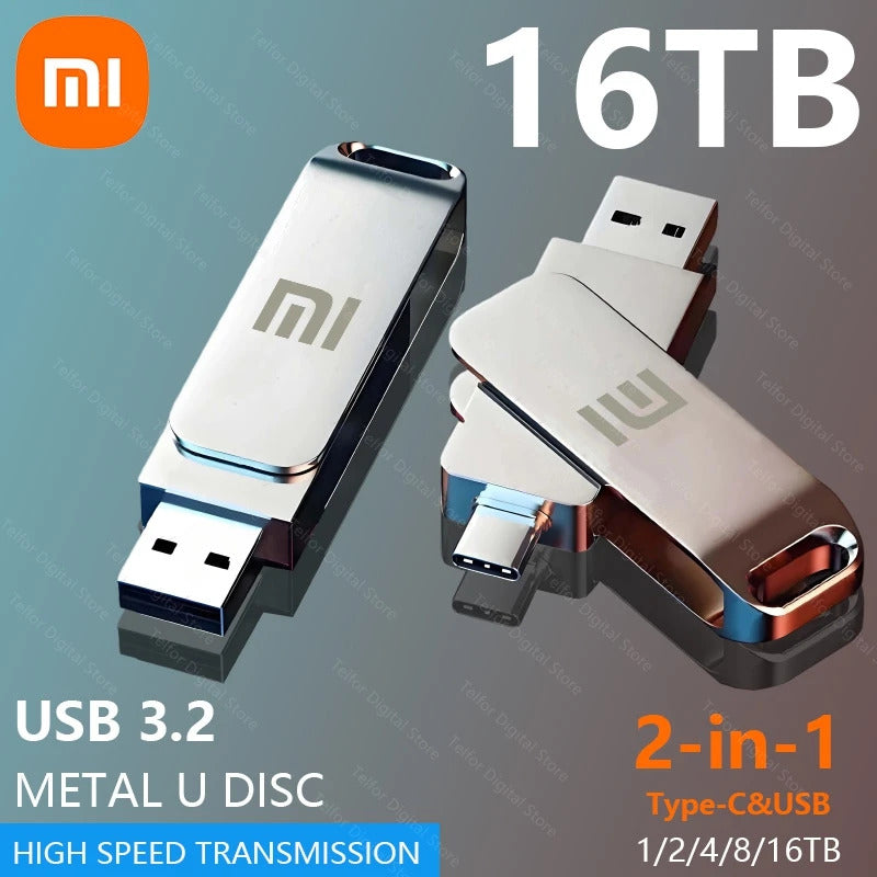 XIAOMI 16TB Flash Drives USB 3.2 High Speed USB Transfer Metal Pendrive Memory Card Pendrive Flash Disk Memoria Waterproof Stick