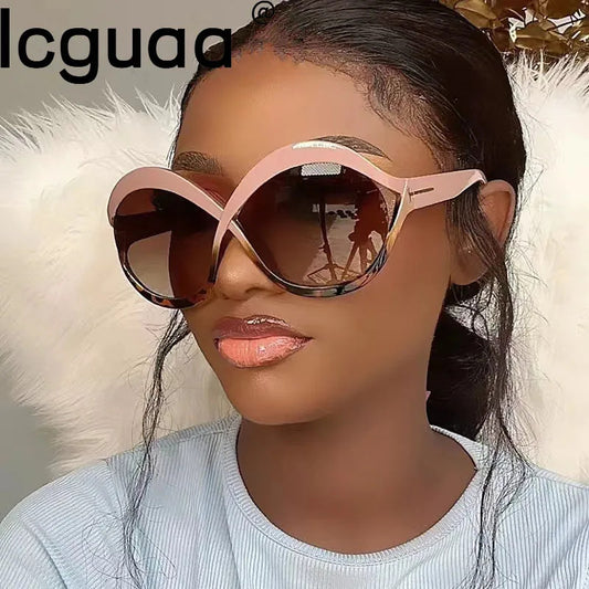 Luxury Oversized Round Sunglasses Goggle New Brand Designer Women Sun Glasses Trends Punk Shades Eyewear Eyeglasses Oculos