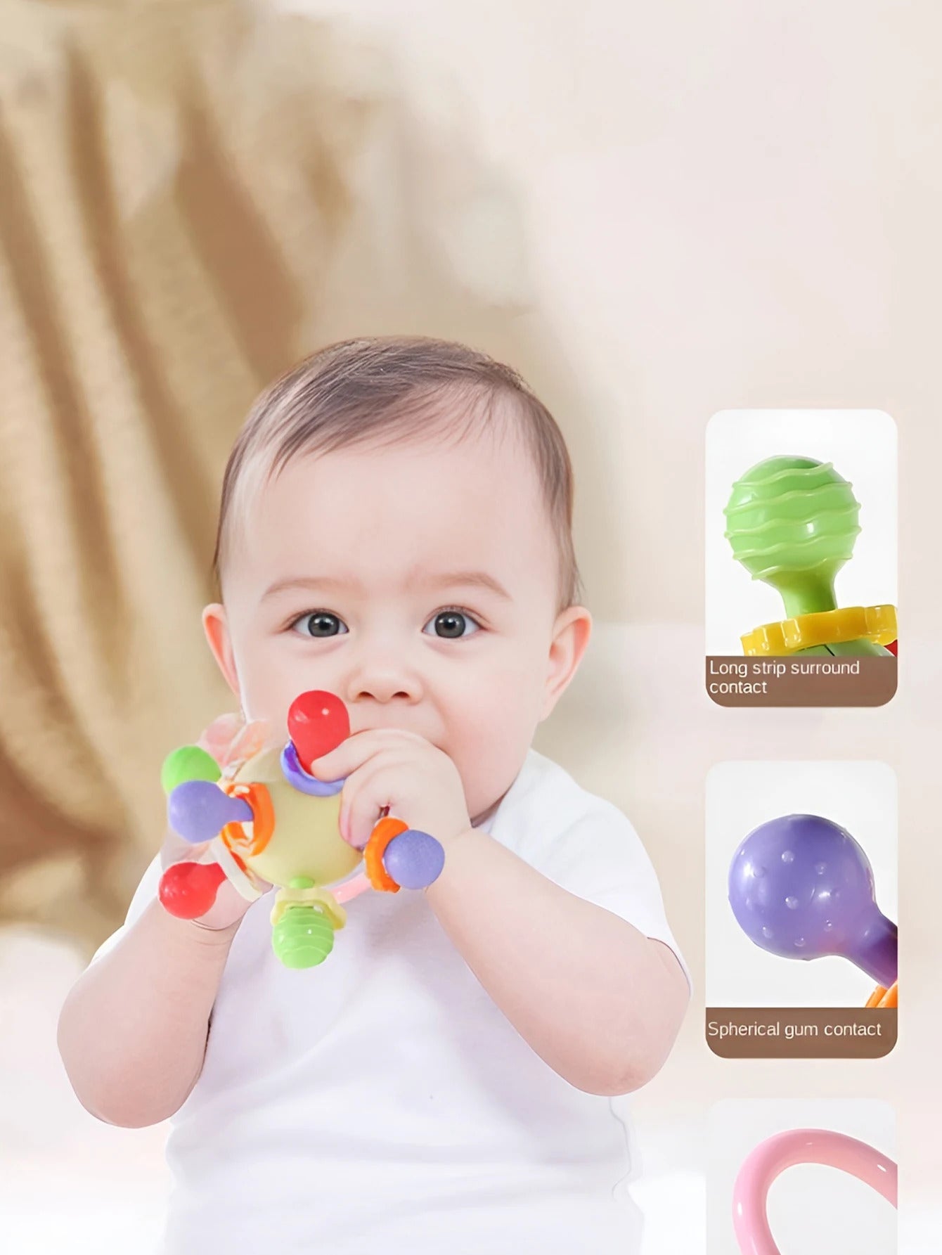 Hand Grip Ball Teeth-glue Manhattan Gnawing And Potable Rattle Sound Toy