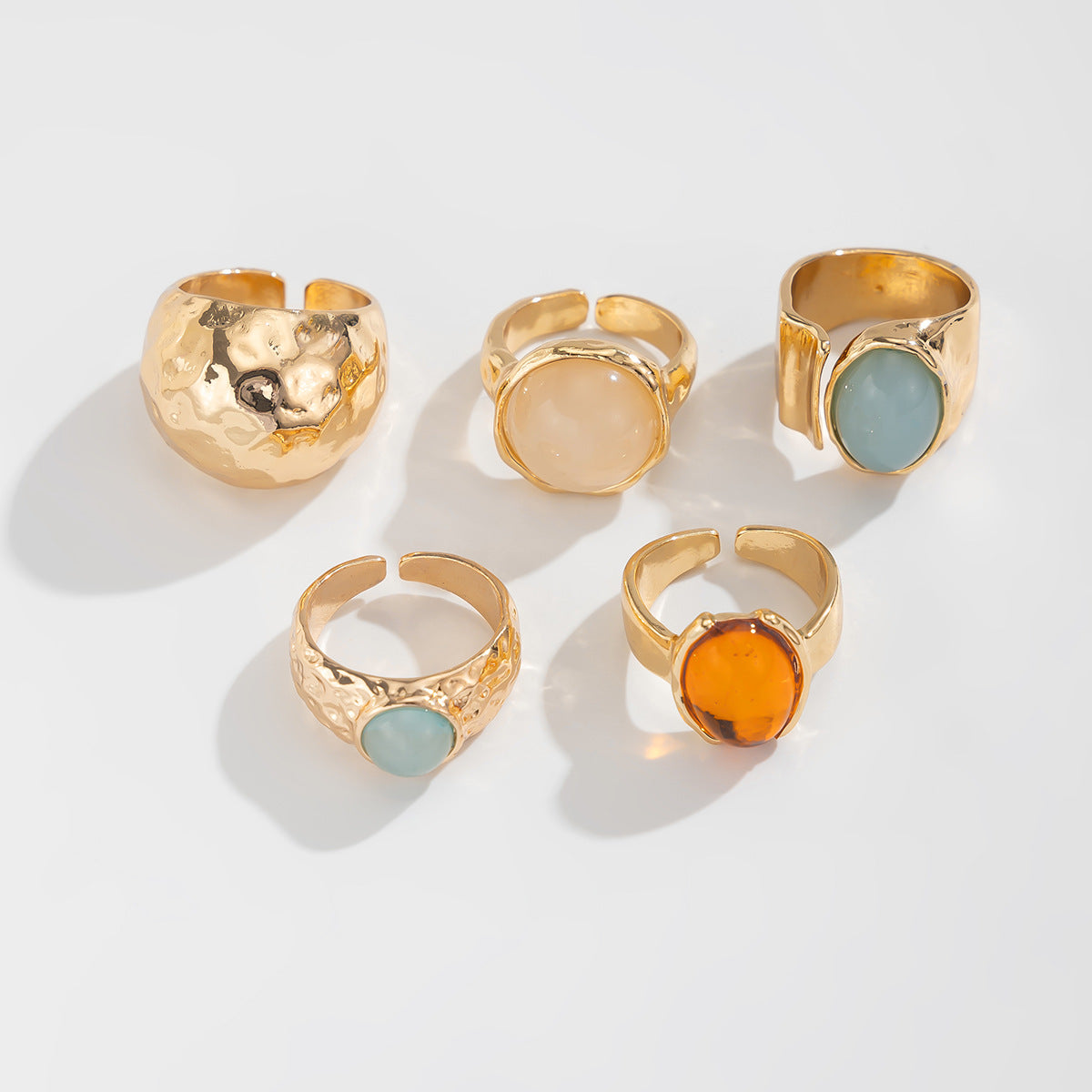 Fashionable Acrylic Inlaid Ring Light Luxury Style Irregular Alloy Ring New Arrival