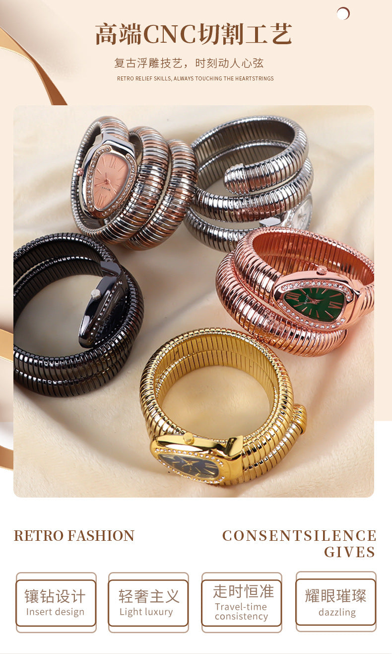 Bifanxi Cross-Border Snake Watch Women's Fashion Bangle Watch Creative Quartz Watch Personality Bangle Watch Wholesale