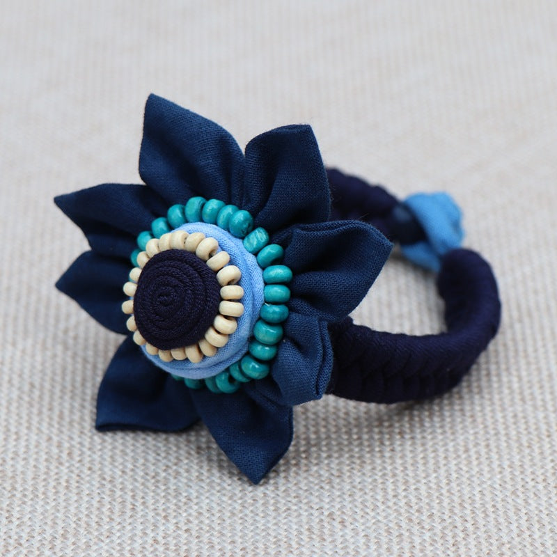 Blue Tie Dye Cloth Bracelet Dali Lijiang Hot Sale Hand-stitched Flower Fabric Bracelet Bracelet