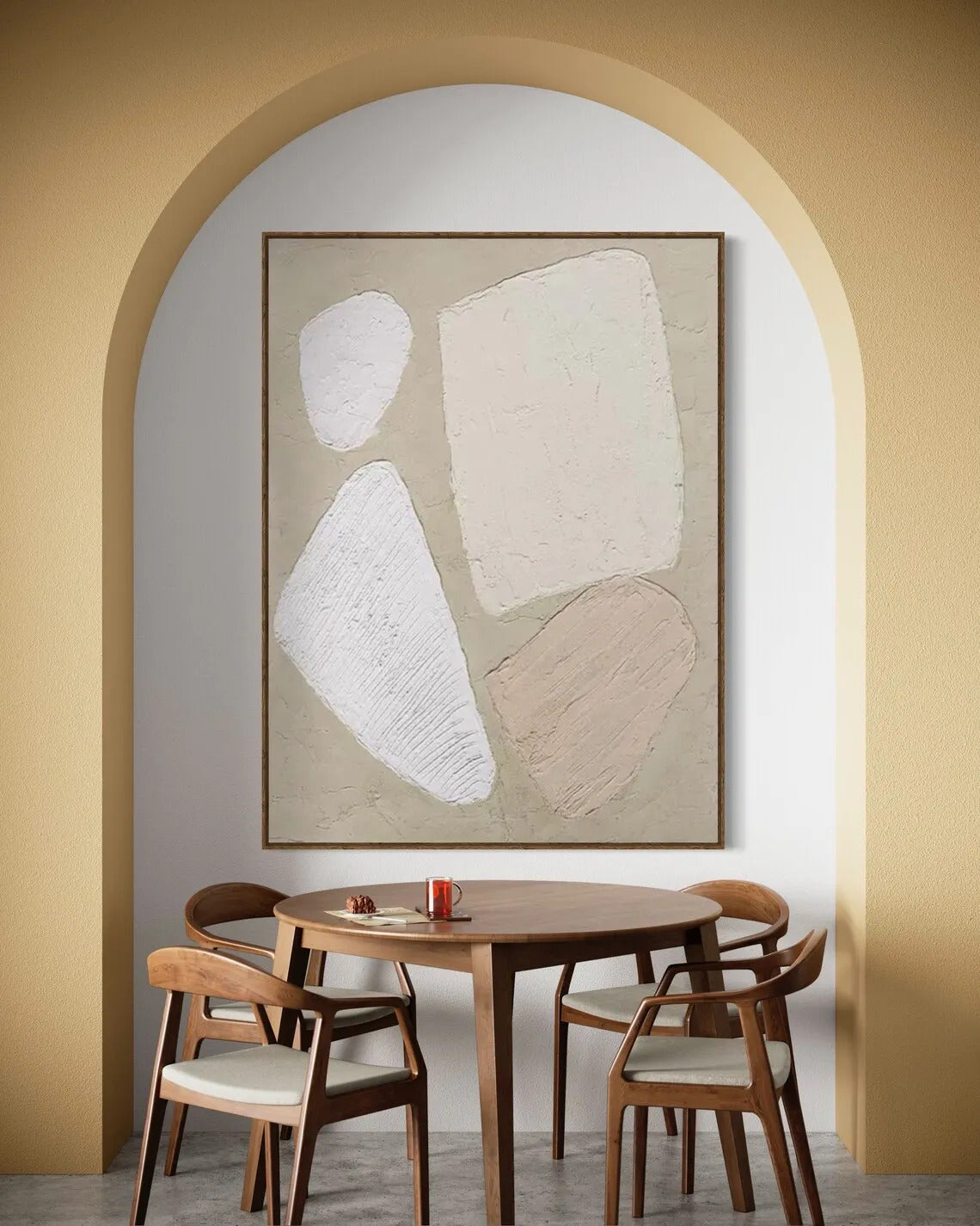 Large Abstract Wall Art Beige and White Painting Abstract Handmade Painting Living Room Home Decor Minimalist Contemporary Art