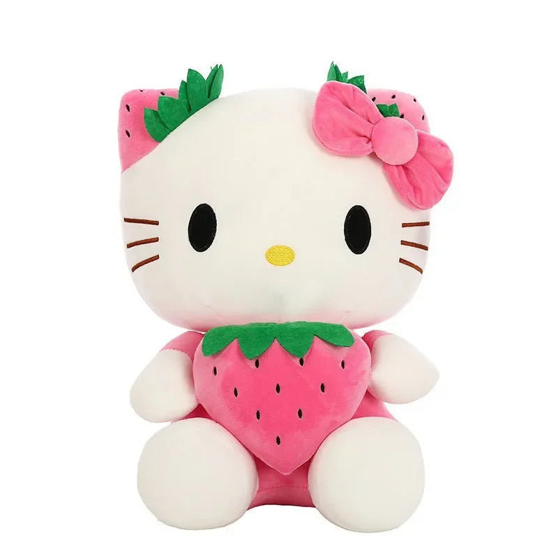 22cm Sanrio KT Cat Plush Toys Kawaii Strawberry KT Cat Plush Doll Home Decor Plushie Toy Girl Birthday Gift