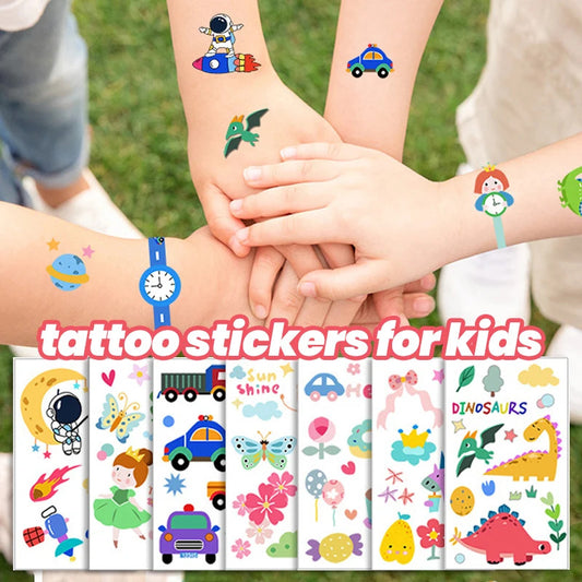 10 Pack Fake Tattoo Stickers Cartoon Temporary Tattoos Kids Arms Diy Body Art Cartoon Collection Mermaid Animals Astronaut