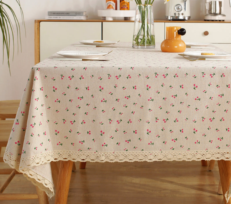 Fresh Cotton and Linen Plaid Tablecloth Coffee Table Dining Table Kindergarten Student Lace Cloth Art Square Picnic Tablecloth