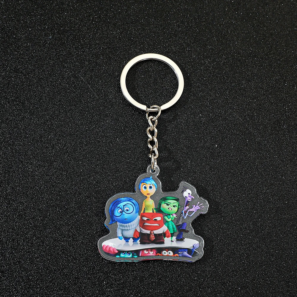 Disney New Movies Inside Out 2 Anime Acrylic Keychain Charms Cute Cartoon Pendent Keyring Strap Fashion Jewelry Accessory Gifts