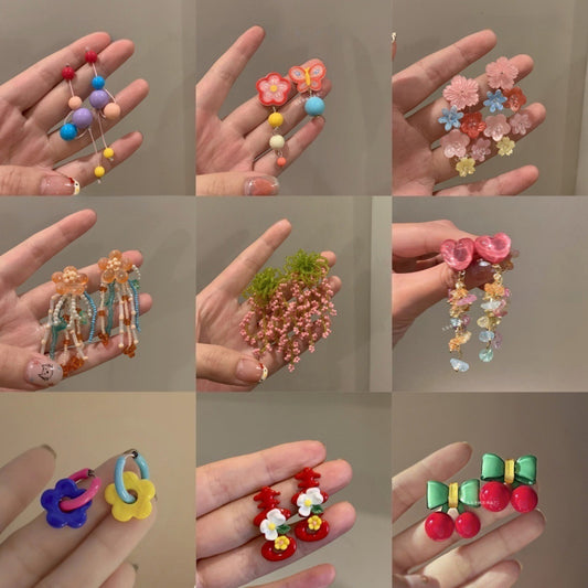 Dopamine Colorful Flower Earrings Suitable for Spring Sweet Cute Young Heart Stud Earrings for Women 2025 New Model