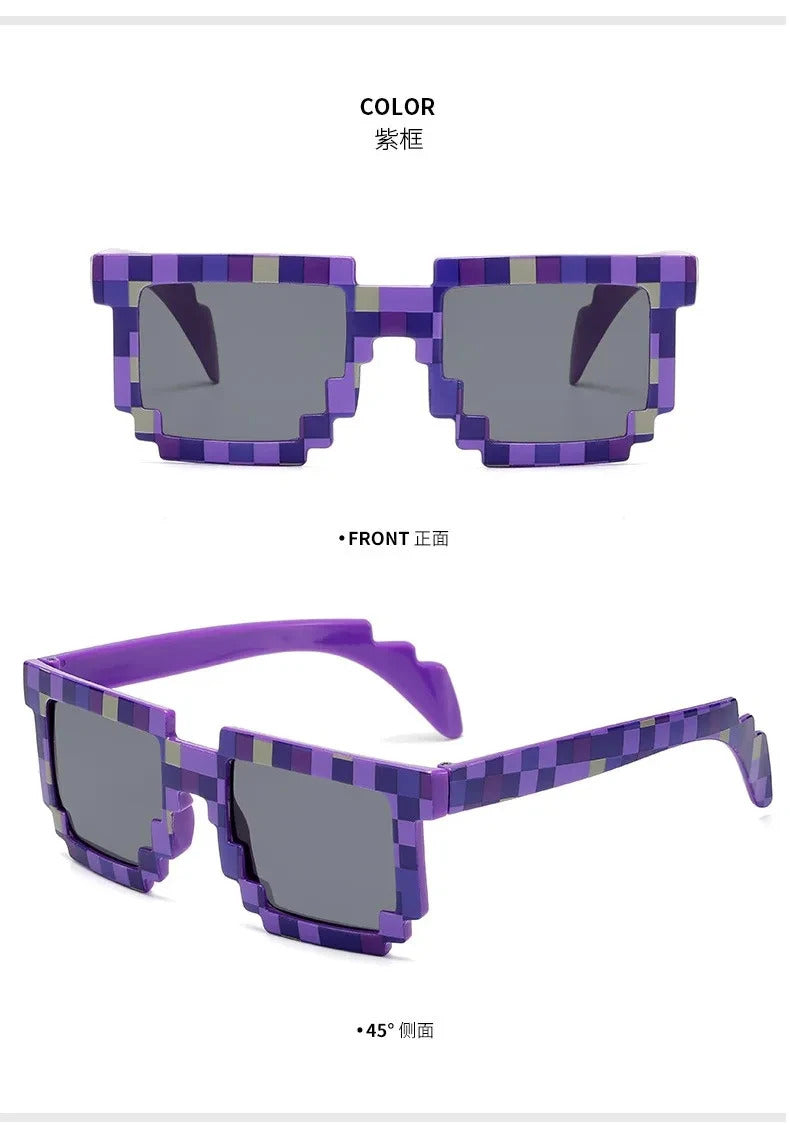 New fashion Sun Glasses Hot Sale Sunglasses Creeper Glasses Novelty Mosaic Funny Goggles Boys Girls Pixel Eyewear