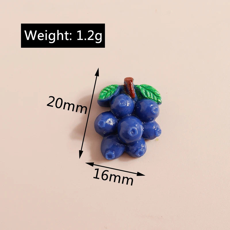10pcs Mix Cute Mini Fruit Charms Pear Cherry Pineapple Peach Avocado Flat Back Resin Cabochons Scrapbook DIY Jewelry Accessories