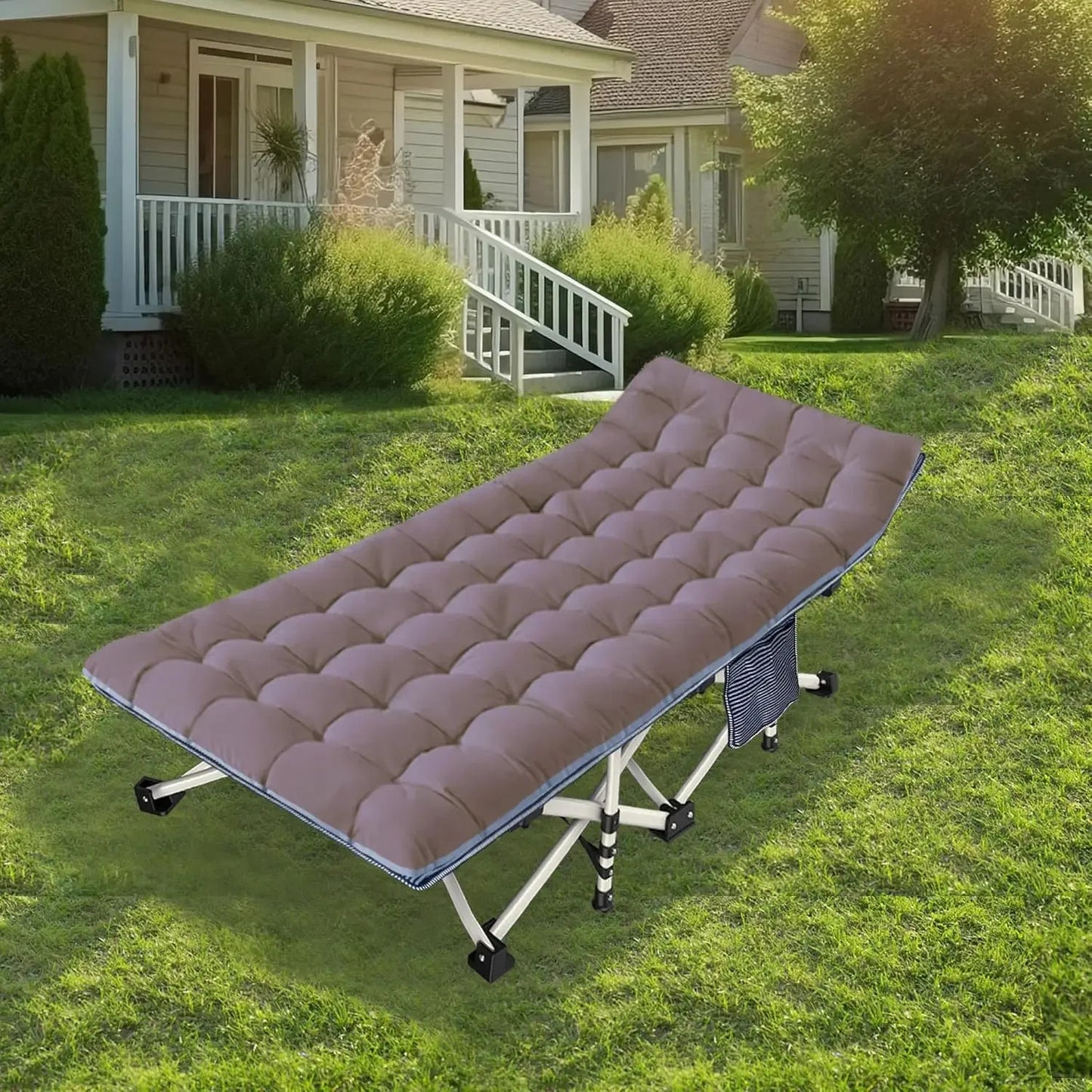 Comfortable Mattress for Adults Extra Wide Cots for Sleeping Folding Cot Camping Bed Heavy Duty with Carry Bag for Home Office