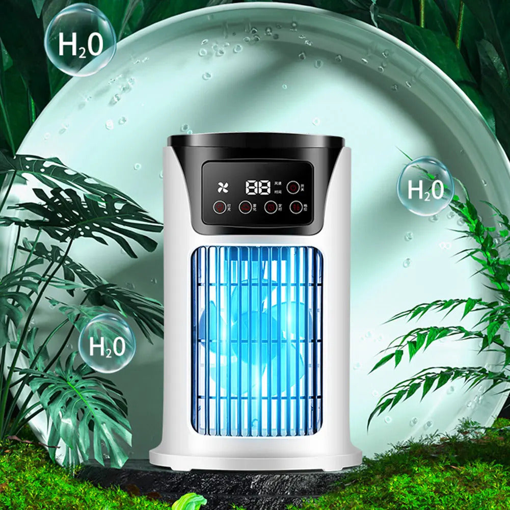 Air Conditioner Portable Fan Desktop Spray Ultrasonic Atomization 6-Speed Mute Air Cooler Night Light Electric Fan for Home