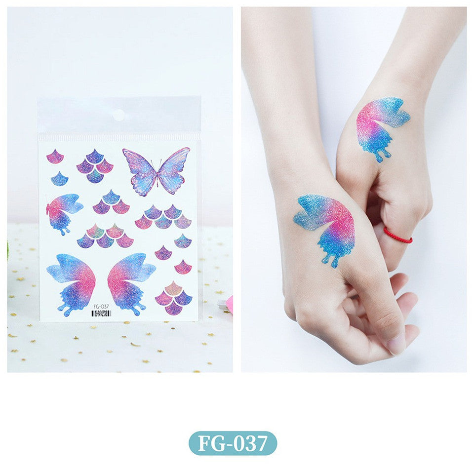 Glitter Gradient Butterfly Wing Tattoo Eye Corner Face Stickers Children's Eye Makeup DIY Stickers Fish Scale Performance Catwalk