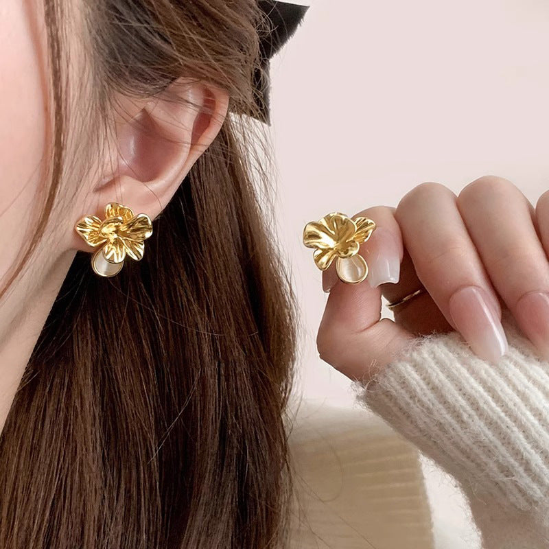 One Cold Style Simple Metal Earrings Retro High Fashion Style Texture Round Earrings