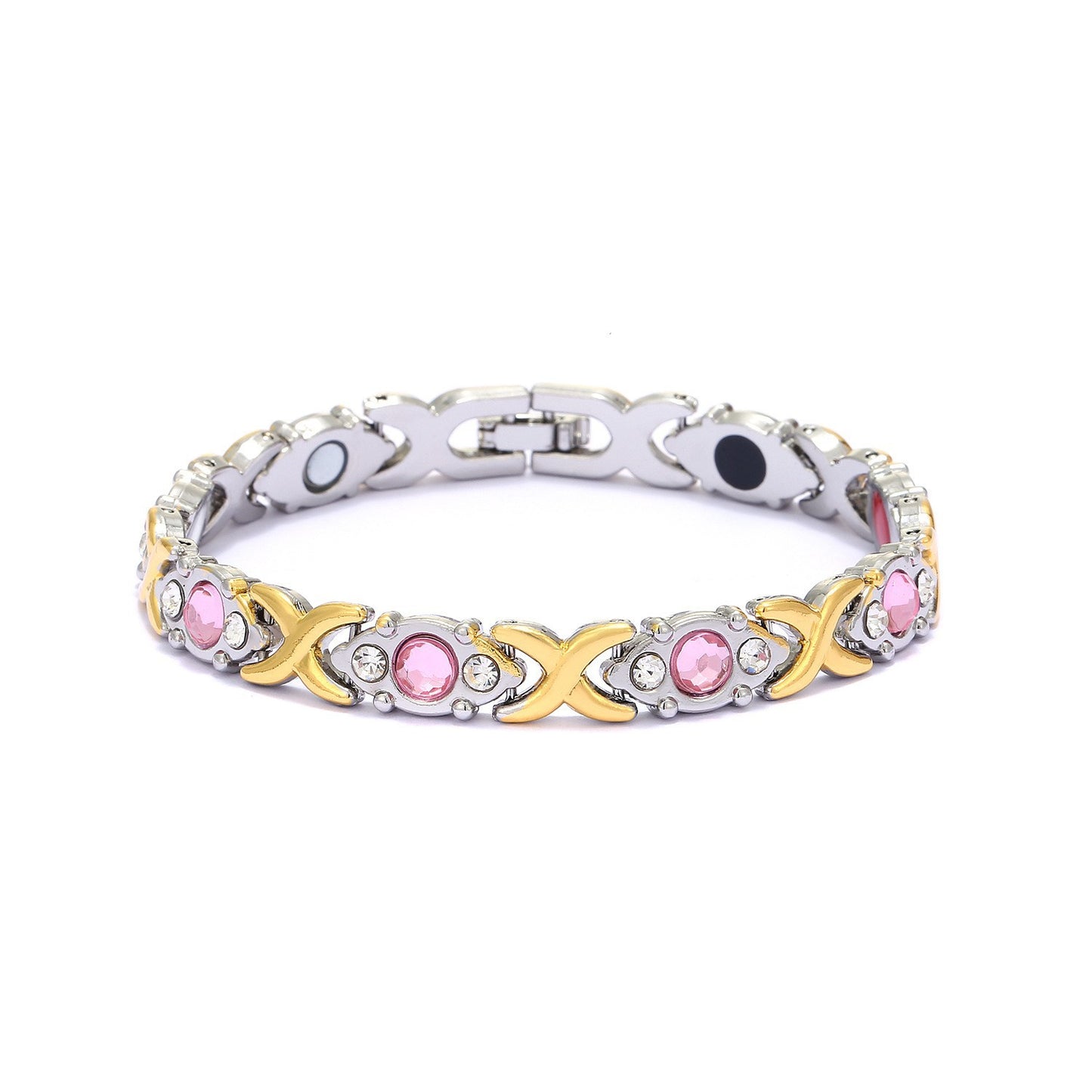 Cross-Border Hot European and American Fashion Detachable Energy Magnet Bracelet Environmental Protection Alloy Diamond Adjustable Women's Bracelet