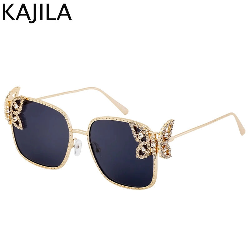 Oversized Square Sunglasses Women Rhinestone Butterfly Frame Sun Glasses 2025 Luxury Brand UV400 Protection Eyewear For Ladies
