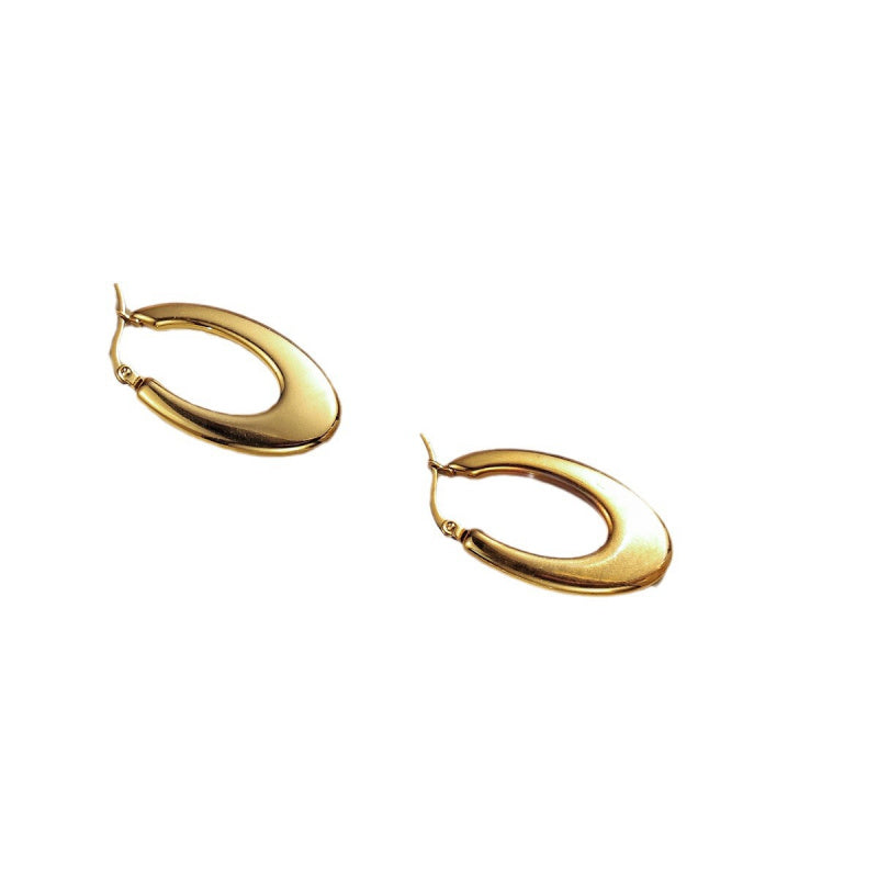 Hot Selling Stainless Steel Geometric Solid Smooth Earrings Fashion Simple High-end Gold Ear Buckle Ear Jewelry