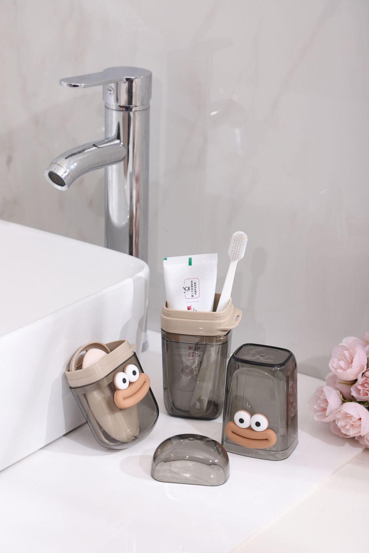 Cartoon Cute Mouthwash Cup Home Children Travel Portable Washing Cup Soap Box Set Toothbrush Cup Toothpaste