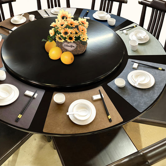 Chinese Style Household Leather Placemat Hotel Restaurant Fan-shaped Western Placemat European Cowhide Pattern Heat-resistant Dining Table Mat