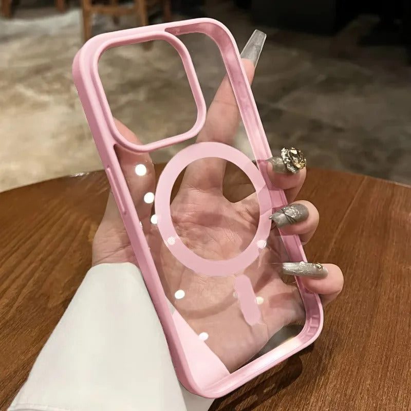 Acrylic Luxury Phone Case For iPhone 16 15 14 13 12 11 Pro Max Plus For Magsafe Transparent Magnetic Hard Cover funda