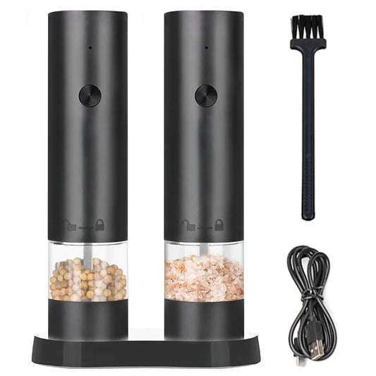 Rechargeable Electric Salt And Pepper Grinder Set-Peppercorn & Sea Salt Spice Shaker Mill Set With Adjustable Coarseness Durable