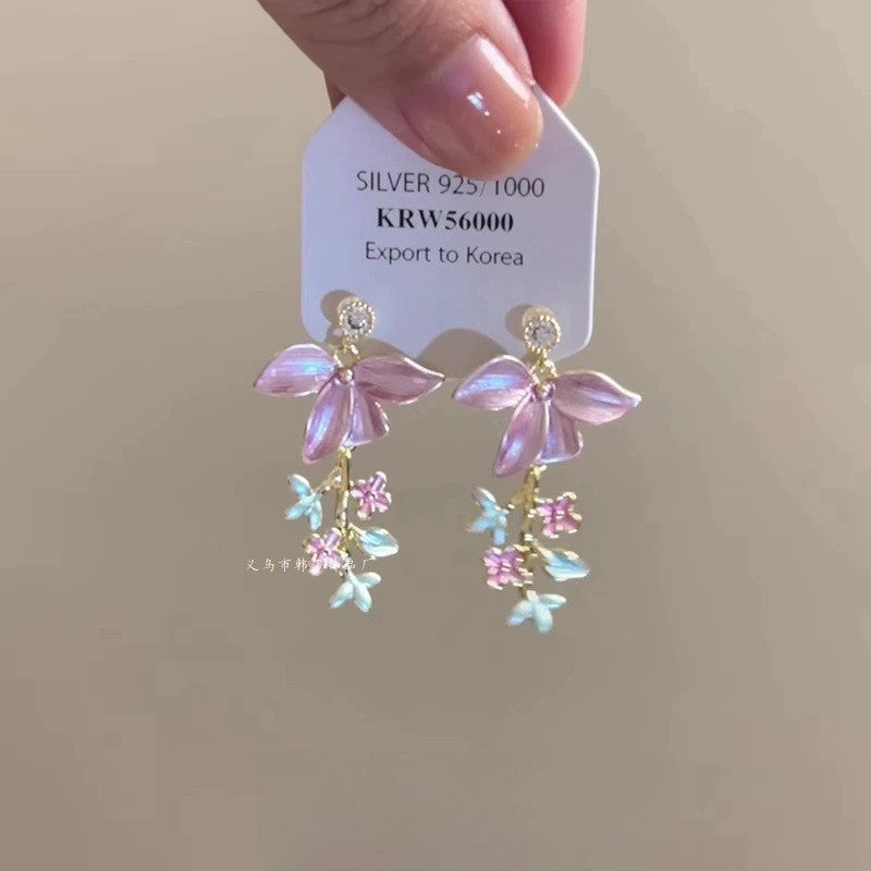 Dopamine Colorful Flower Earrings Suitable for Spring Sweet Cute Young Heart Stud Earrings for Women 2025 New Model