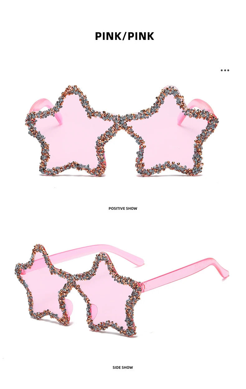 Luxury Diamond Star Shape Sunglasses Women Trends Rhinestone Shiny Sun Glasses Ladies Punk Rimless Style Eyewear gafas de sol
