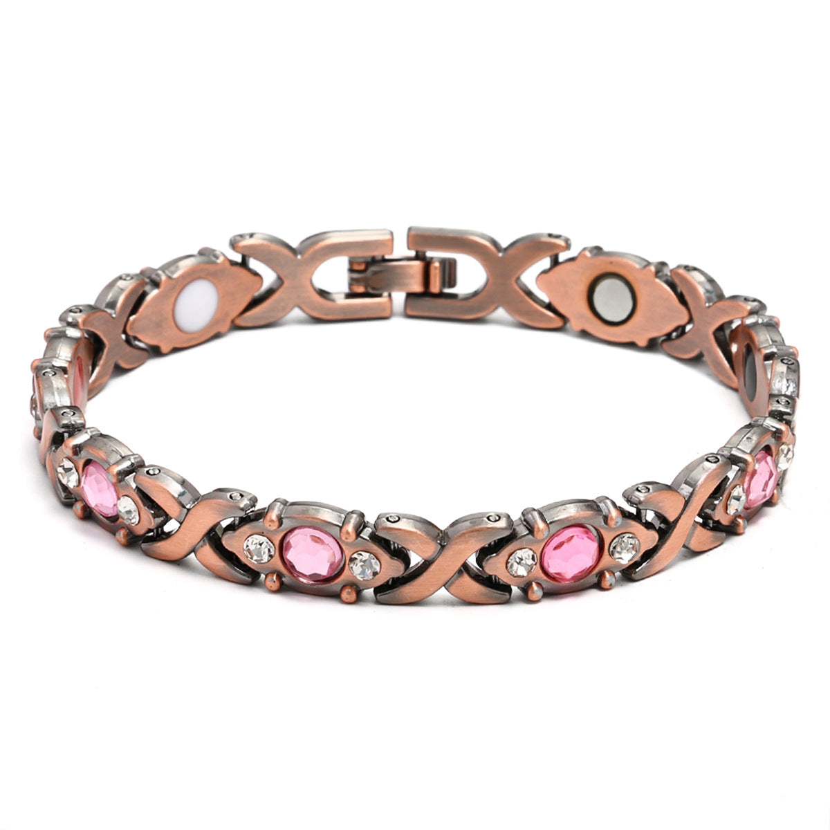 Cross-Border Hot European and American Fashion Detachable Energy Magnet Bracelet Environmental Protection Alloy Diamond Adjustable Women's Bracelet
