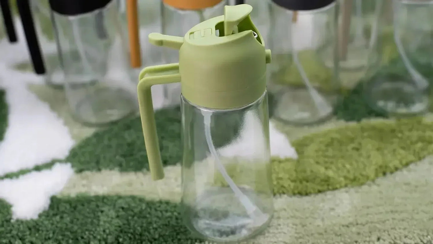 2-in-1 Dark Glass Oil Sprayer Olive Oil Dispenser Black Lightproof Oil Sprayer for Cooking Salads and Barbecues Barbecue Tools