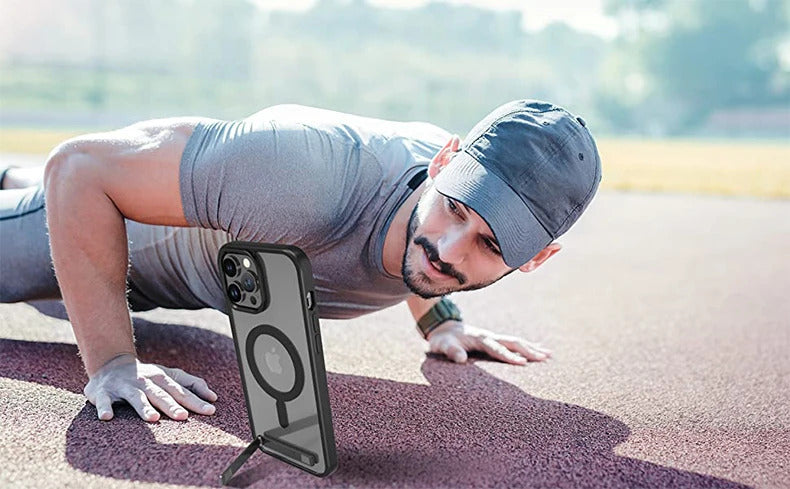 Magnetic Mobile Phone Case with Stand for iPhone 16 14 Plus 15 13 Pro Max 12 11 Cases Protective Apple Cover with Kickstand