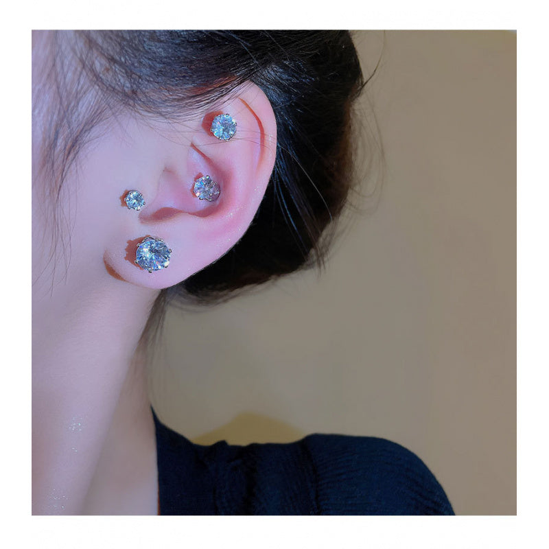 Non-Pierced Magnetic Zircon Ear Studs Design Sense Niche Temperament Magnetic Earrings for Women Hot Style Internet Celebrity Ear Jewelry