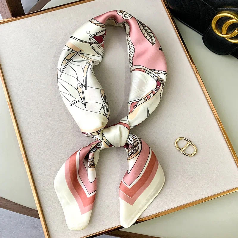 Luxury Design 70*70cm Horse Print Silk Square Scarf Women Soft Satin Hairband Neckerchief Office Hijab Headband Foulard Gift