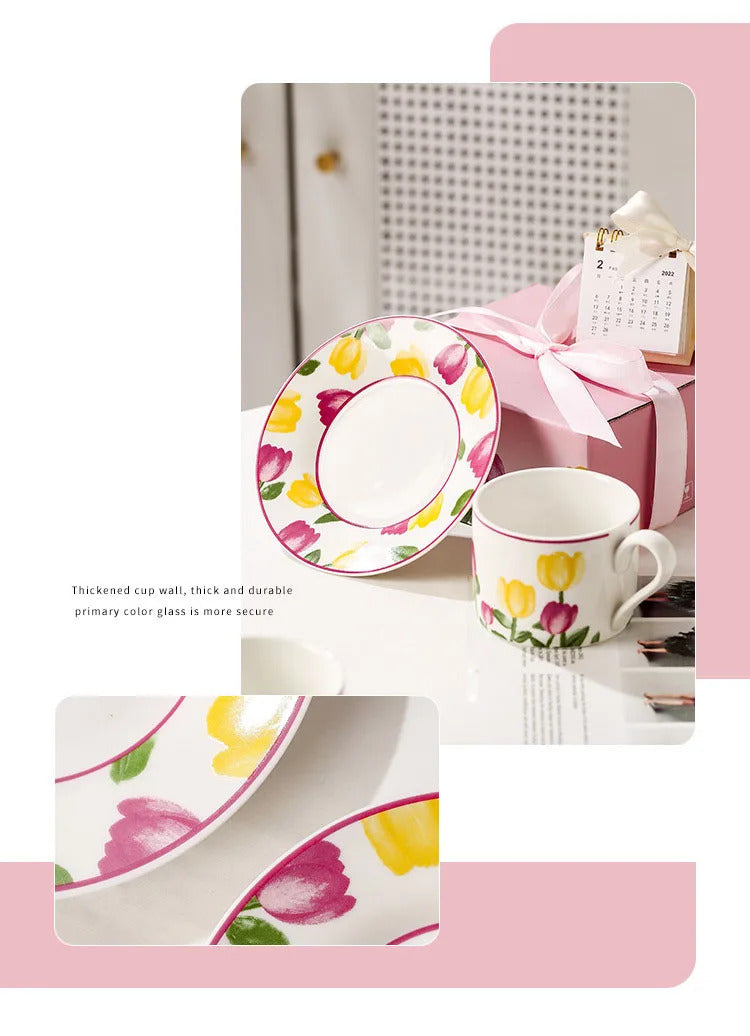 Cute Coffee Cup Set Flower Creative Coffee Cup Korean Style Good Looking Afternoon Tea Coffee Cup A Good Choice For Giving Gift