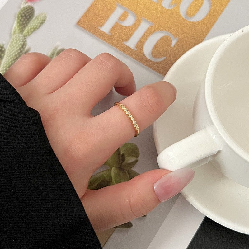 Sand Gold Opening Adjustable Frosted Ring Women's Fashion Sweet Light Luxury Niche Exquisite Ring Ancient Design