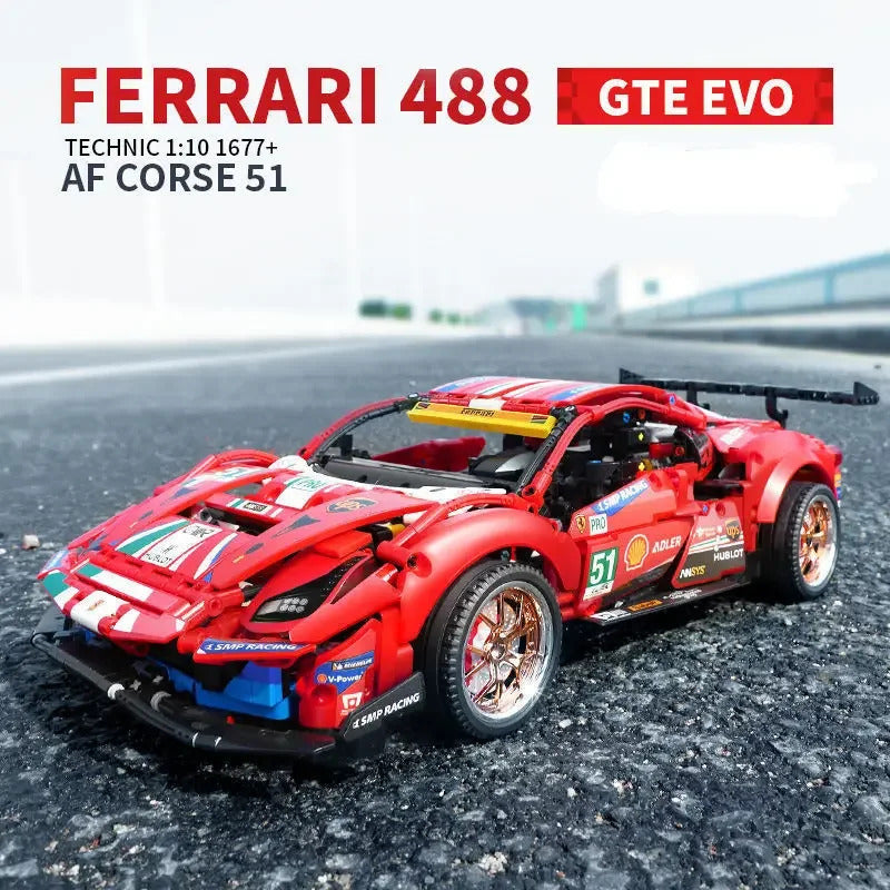 TECHNICAL 488 GTE Ultimate MOC Race Car Building Set 1684PCS Advanced Engineering Model STEM DIY Vehicle Bricks 42125