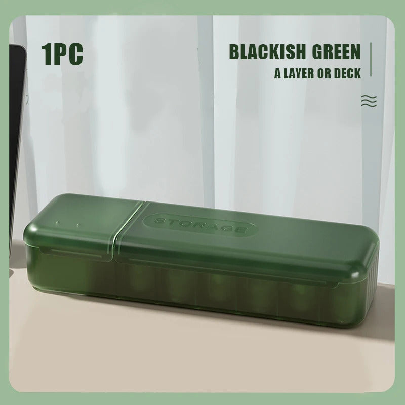 Data Cable Storage Box Double Open Lid Plastic 7 slots Dustproof Charger Plug Desktop Cable Box Hub Ornaments Home Storage Tools