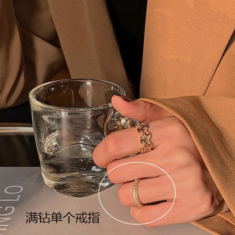 Sand Gold Opening Adjustable Frosted Ring Women's Fashion Sweet Light Luxury Niche Exquisite Ring Ancient Design