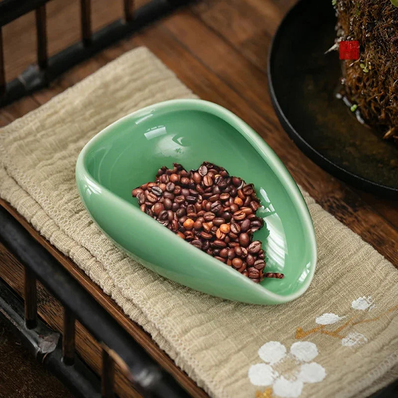 Coffee Bean Measuring Tray Ceramic Bean Dish Coffee Powder Ceramic Measuring Cup Coffee & Tea Accessories for Home Restaurant