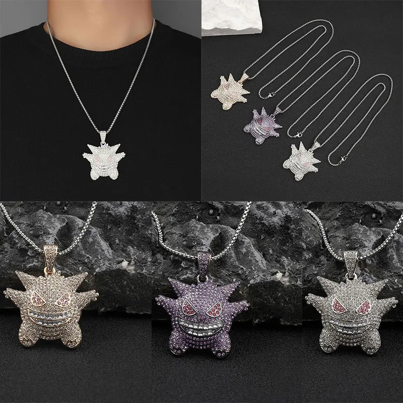 Pokemon Gengar Diamond Necklace Anime Shaped Necklace Children's Birthday Gift Simple Fashion Neck Pendant Decoration Gifts
